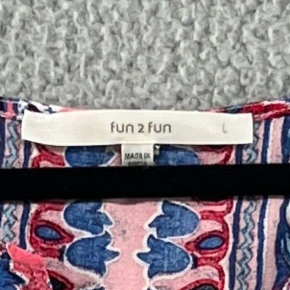 STITCHFIX FUN2FUN Ohio Split Neck Blouse Top Size Large Boho Aztec Printed - Picture 12 of 12